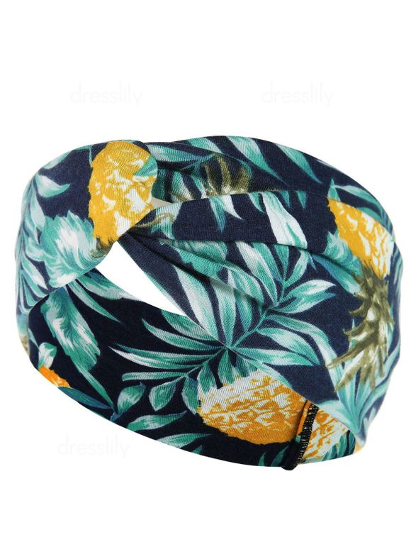 Bandeau Large de Sport Torsadé à Imprimé Feuilles et Fleurs Tropicales - multicolor A 