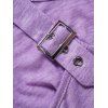 T-shirt Epaule Dénudée à Bretelle Bouclée à Manches Courtes à Lacets Courbe de Grande Taille - Violet clair 2X