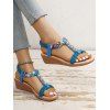 Ethnic Style Open Toe Braid Slip On Wedge Heels Beach Sandals - Bleu EU 39