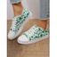 Allover Printed Lace Up Flat Platform Frayed Hem Canvas Shoes - Blanc EU 42