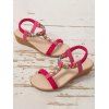 Ethnic Style Open Toe Braid Slip On Wedge Heels Beach Sandals - Rouge Rose EU 42