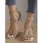 Floral Transparent Slip On Chunky Heels Sandals - Champagne Or EU 42