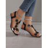 Floral Transparent Slip On Chunky Heels Sandals - Noir EU 39