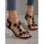Floral Transparent Slip On Chunky Heels Sandals - Champagne Or EU 38