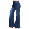 Jean Evasé Zippé Long à Taille Haute avec Poche en Denim - Bleu M