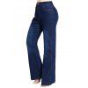 Pantalon Zippé Au Lavage Foncé à Taille Haute en Denim avec Poches - Bleu profond 2XL