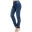 Pantalon Moulant Délavé Zippé Lavage Foncé à Taille Haute avec Poches en Denim - Bleu profond XXL