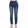 Dark Wash Jeans Zipper Fly Pockets High Waisted Long Skinny Denim Pants - DEEP BLUE XXL