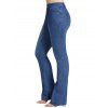 Pantalon Zippé Au Lavage Foncé à Taille Haute en Denim avec Poches - Bleu L