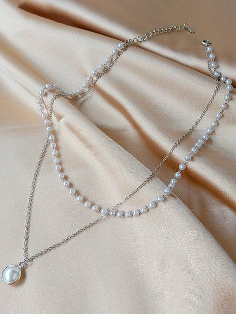Collier Superposé avec Fausse Perle Elégante
