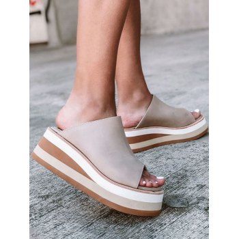 

Open Toe Thick Platform Slip On Outdoor Slippers, Apricot