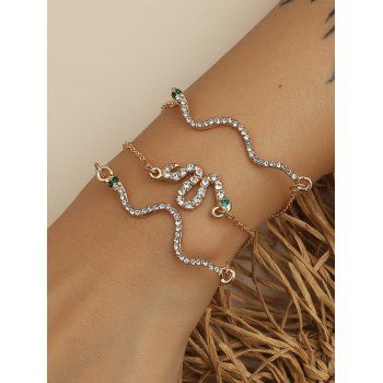 

3 Pcs Rhinestone Snake Wavy Trendy Bracelets, Golden