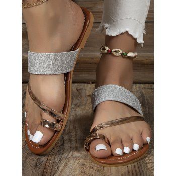 

Glitter Flat Platform Slip On Outdoor Slippers, Brown