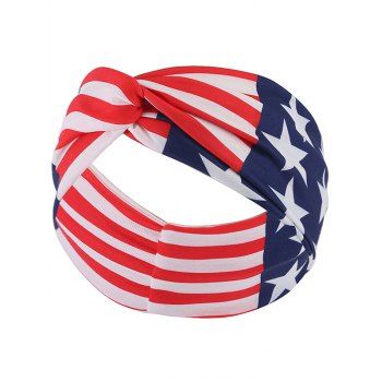 

Striped Star Print Knotted Patriotic Headband, Multicolor a