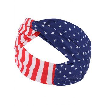 

Twisted Star Striped Print Patriotic Wide Headband, Multicolor a