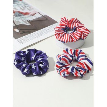 

3 Pcs Star Striped Patriotic Scrunchie Trendy Elastic Hair Band, Multicolor a