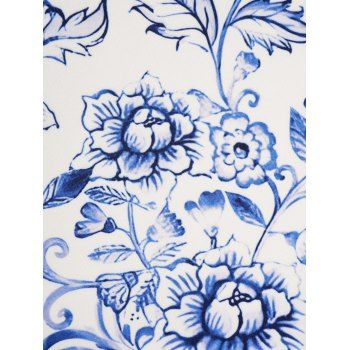 Floral Leaf Print A Line Vacation Sundress and Bowknot Surplice T Shirt Two Piece Summer Set 