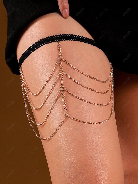 Chaîne de Corps Cuisse Elégant Embelli de Chaîne en Dentelle - d'or 1PC