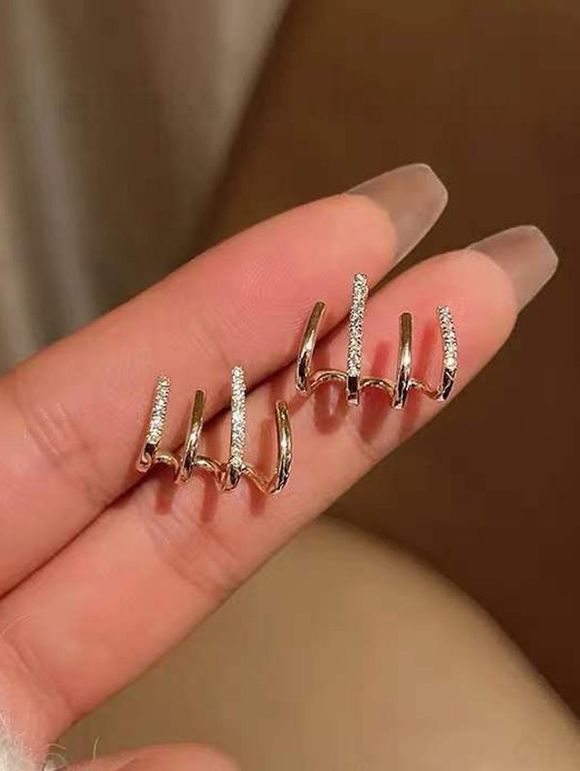 Clous D'Oreilles Forme C en Strass - d'or 