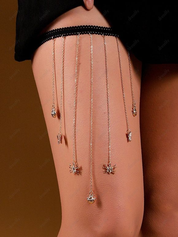 Chaîne de Corps Cuisse Gothique Insecte en Dentelle à Frange - d'or 1PC