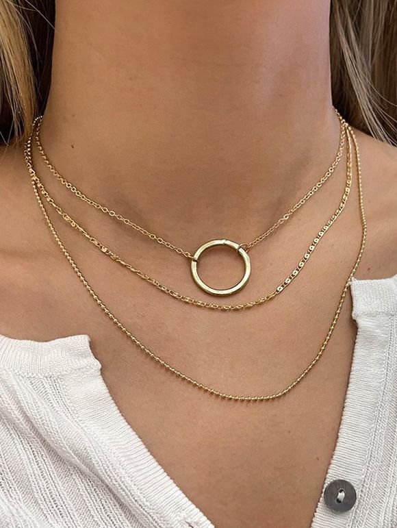 Collier Superposé Bague en O - d'or 