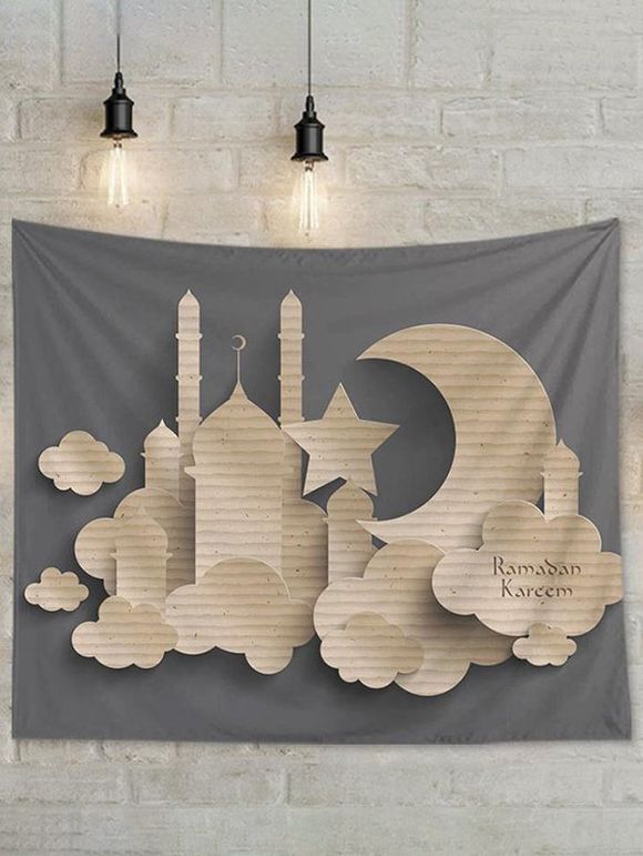 Tapisserie Murale Décorative à Imprimé Lune - café lumière 95 CM X 73 CM