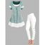 Ensemble de T-shirt Décontracté Chiné Boutonné en Blocs de Couleurs Faux Deux Pièces et Legging Croisé Feux Bouton - multicolor S