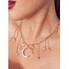 Collier Lune Etoile avec Strass - d'or 1PC