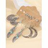 6 Paires Ensemble de Boucles D'Oreilles Clous Pendantes Fleur Lune Cœur Evidées en Fausse Perle - Argent 