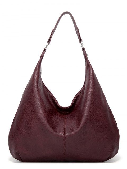 Plain Color PU Zipper High Capacity Shoulder Bag