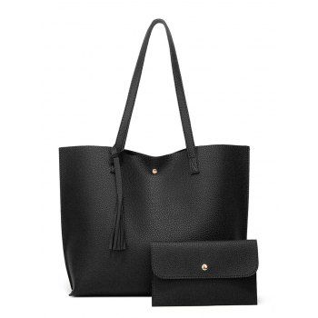 

2 Pcs Bags Magnetic Closure Fringe High Capacity Shoulder Bag, Black