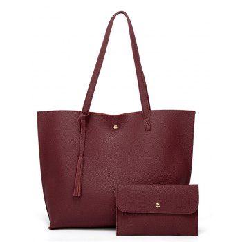 

2 Pcs Bags Magnetic Closure Fringe High Capacity Shoulder Bag, Deep red