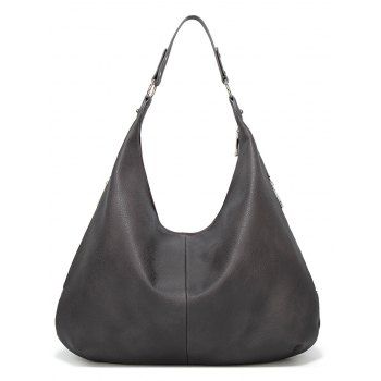 

Plain Color PU Zipper High Capacity Shoulder Bag, Dark gray