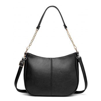 

PU Zipper Multi Pockets Adjustable Shoulder Strap Trendy Bag, Black