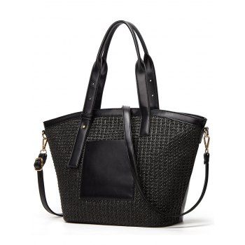 

Colorblock Zipper High Capacity Adjustable Shoulder Strap Bag, Black