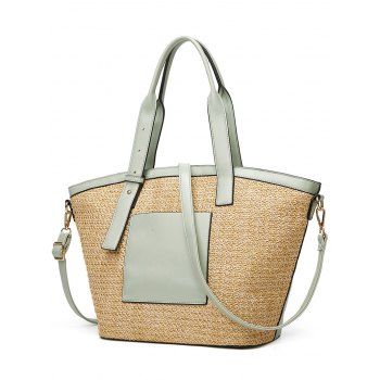 

Colorblock Zipper High Capacity Adjustable Shoulder Strap Bag, Light green