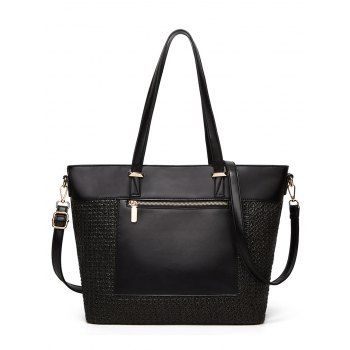 

High Capacity Zipper Adjustable Shoulder Strap Trendy Bag, Black