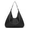 Sac à Epaule Zippé en Couleur Unie avec Grande Capacité en PU - Noir 
