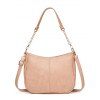 Sac à Bandoulière Tendance en Cuir PU Réglable avec Plusieurs Poches et Fermeture Éclair - Rose clair 