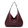Plain Color PU Zipper High Capacity Shoulder Bag - DEEP RED 