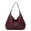 Plain Color PU Zipper High Capacity Shoulder Bag - DEEP RED 