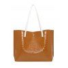 Sac à Bandoulière Rectangle Gaufré en Couleur Unie Fermeture Magnétique - café 