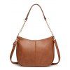 Sac à Bandoulière Tendance en Cuir PU Réglable avec Plusieurs Poches et Fermeture Éclair - café 
