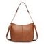 Sac à Bandoulière Tendance en Cuir PU Réglable avec Plusieurs Poches et Fermeture Éclair - café 