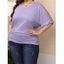 Plus Size Pastel Color T Shirt Slit Sleeve Round Neck Ruched Casual Tee - LIGHT PURPLE 2XL