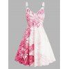 Mini Robe Ligne A à Imprimé Rose à Taille Haute sans Manches - Rose clair XXL