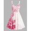 Mini Robe Ligne A à Imprimé Rose à Taille Haute sans Manches - Rose clair XXL