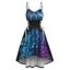 Robe Ligne A à Bretelle Ajustable Haute Basse à Imprimé Fleur à Lacets - Noir L