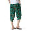 Pantalon Capri de Vacances à Ourlet Irrégulier Imprimé Partout Taille à Cordon - multicolor B M