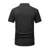 T-shirt Demi-Bouton en Couleur Contrastée avec Poche en Avant Manches Courtes à Col Debout - Noir M